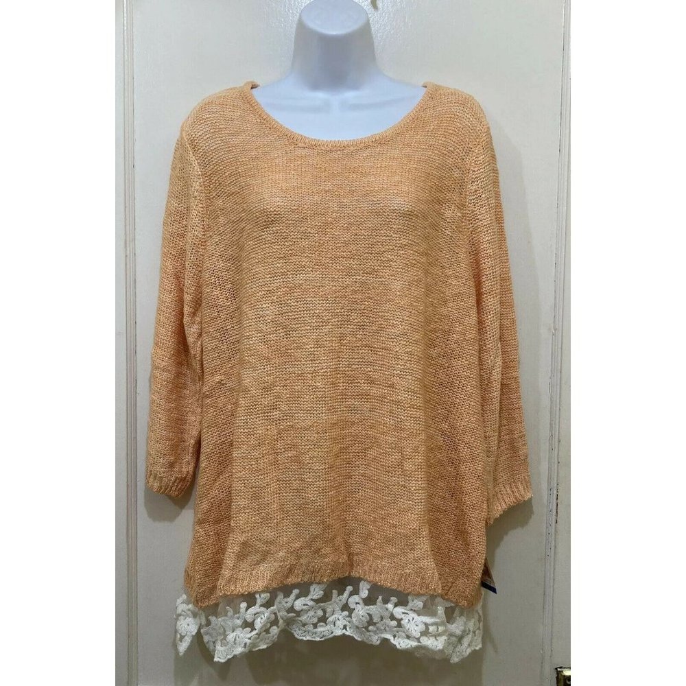 Style & Co.‎ Citrus Splash Women’s XL Marled Lace-Hem Pullover Sweater